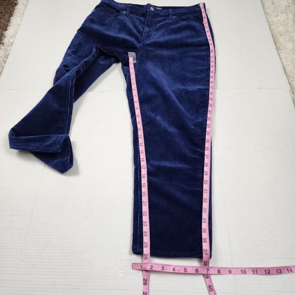 Lands End Blue Corduroy Pants Stretchy High Rise Women Size 14 P - Picture 8 of 16